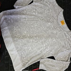 WOMEN'S  RUBY RD BLOUSE/TOP Petite Lg white/grey/silver accents